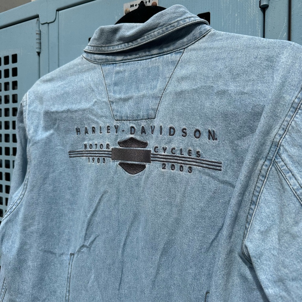 2003 Harley Davidson Light Denim Long Sleeve Button Up